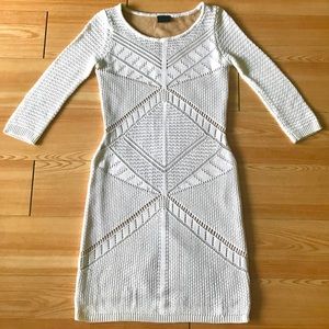 White crochet knitted bodycon mini dress M US 6-8